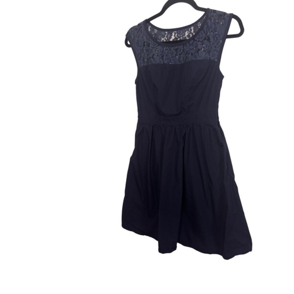 eShakti Navy Blue Lace Fit and Flare Dress Cap Sleeve Size 8 M HOCO Event - Picture 2 of 15